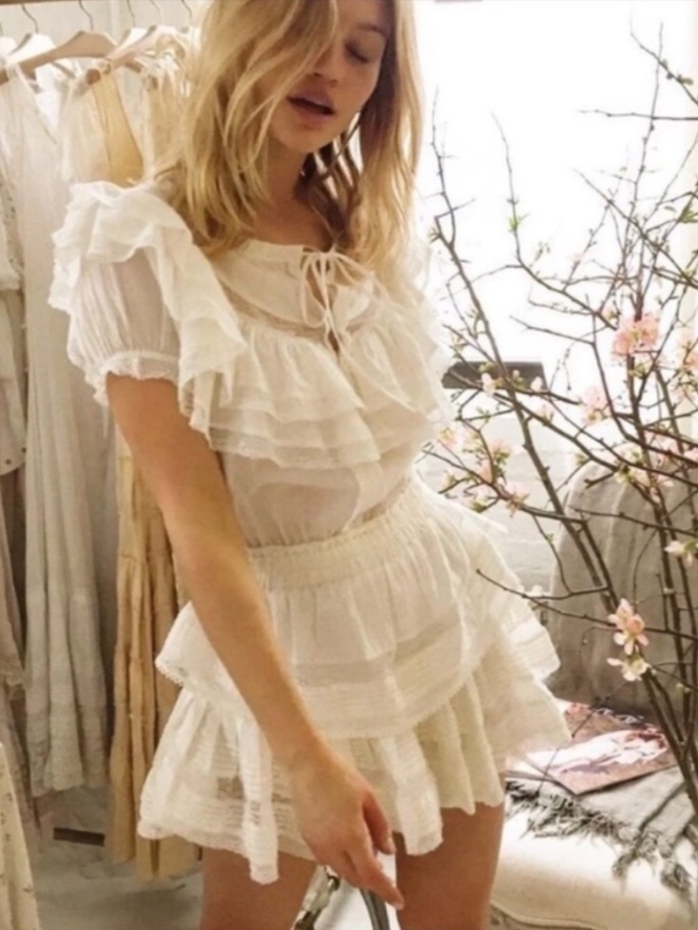 LoveShackFancy Liv Dress Antique White